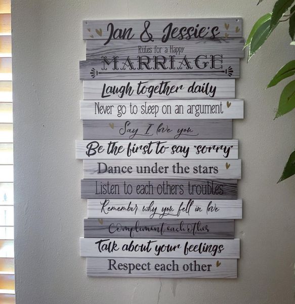 Marriage Rules Sign - Grey Wood Effect