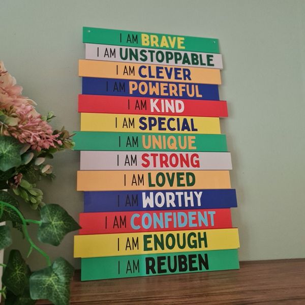 Personalised COLOURFUL 'I / We are Enough' Positivity Sign