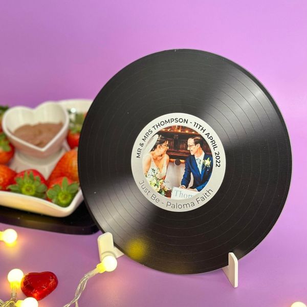 Personalised Photo & Song Vinyl Style Disc (with stand)
