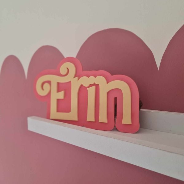 Personalised 3D Pastel Name Door Sign - Pink & Yellow