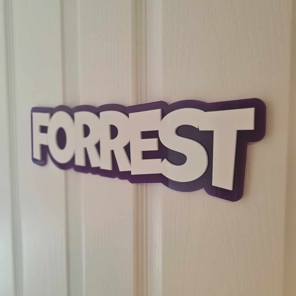 Personalised 3D Purple & White Gamer Name Door Sign