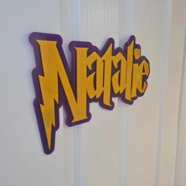 Personalised 3D Magical Purple & Yellow Name Door Sign