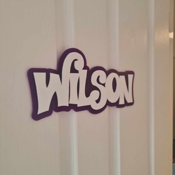 Personalised 3D Purple & White Swirly Name Door Sign