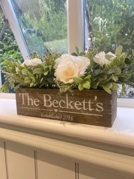 Personalised Faux Rose & Foliage Wooden Box - Family