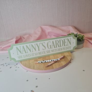 Nanny's Garden Train Sign - Mint