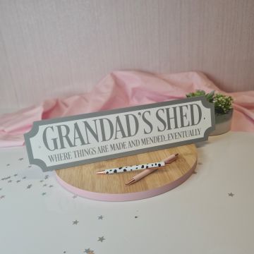 Grandads Shed Train Sign - Grey