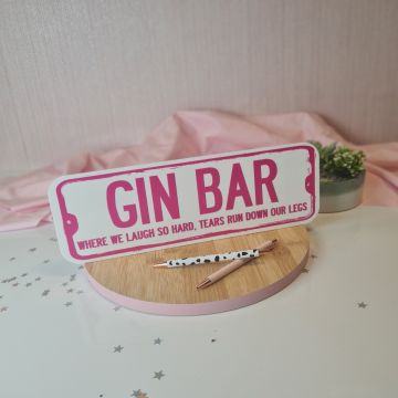 Gin Bar Street Sign - Hot Pink