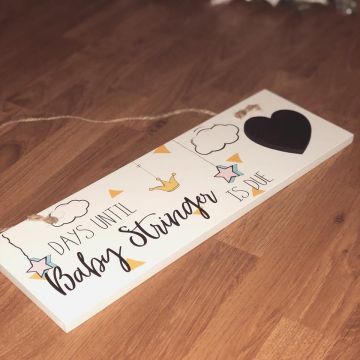 Image of Personalised Days Until Baby is Due Hanging Plaque