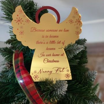 Personalised Remembrance Angel Tree Topper - Red & Gold