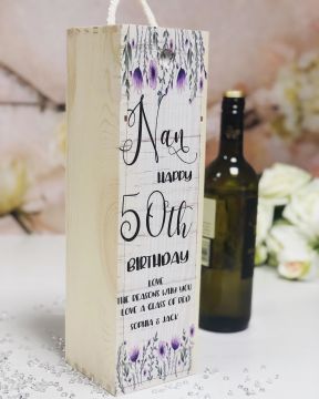 Image of personalised lavender wine box