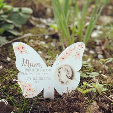 NEW Personalised Floral Photo Remembrance Butterfly