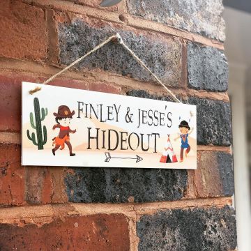 Personalised Childrens Hideout Hanging Plaque