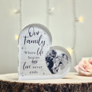 Personalised Family Photo Acrylic Heart Block