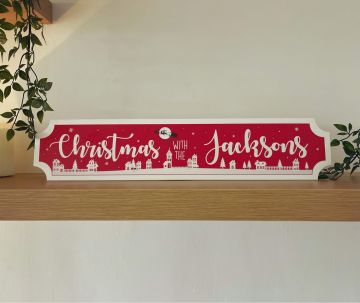 Personalised Christmas Scene Train Sign