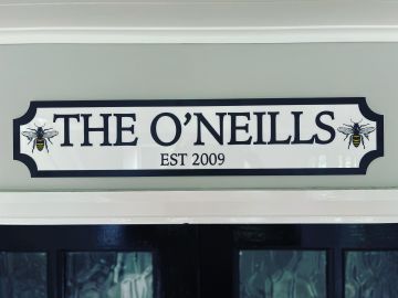 Personalised Bee Theme Colour Edge Train Sign 