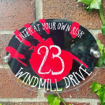 Personalised Blood Stained Hand House Plaque