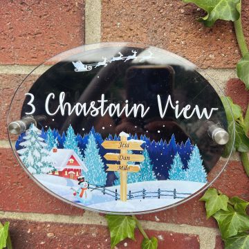 Personalised Blue Ski Alps House Plaque