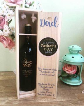 Image of Personalised Wooden Fathers Day Wine Box