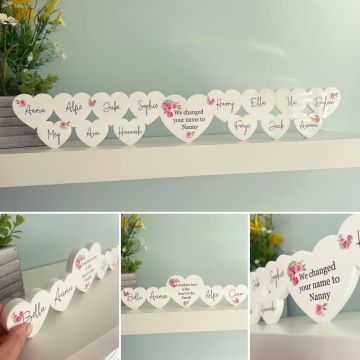 Personalised Floral Family Hearts 