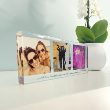 Personalised Friends Triple Photo Clear Acrylic Block Gift