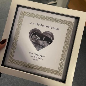 Personalised Baby Scan Heart Diamante Frame