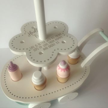Personalised Wooden Engraved Ice Cream Trolley Toy
