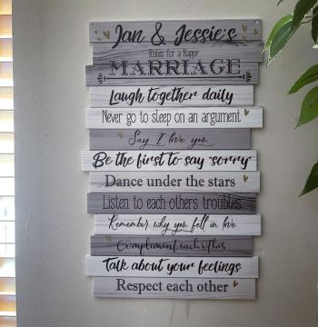 Marriage Rules Sign - Grey Wood