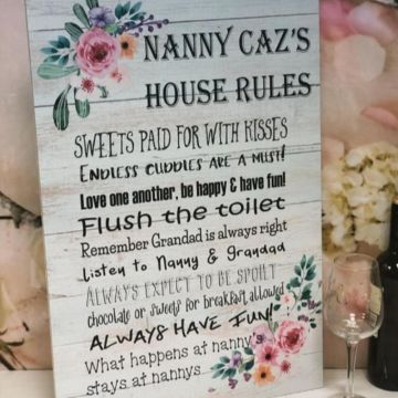 Large Floral Personalised Family Rules Sign
