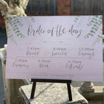 Personalised Eucalyptus Wedding Order Of The Day Sign