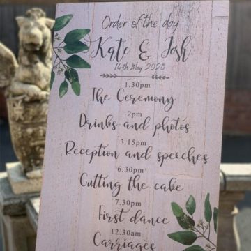 Personalised Olive Leaf Wedding Order Of The Day Sign