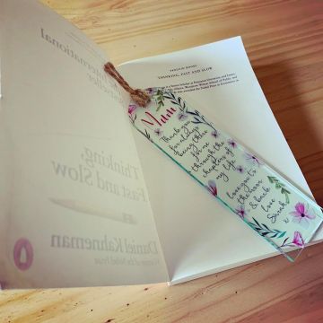 image of a personalised acrylic bookmark