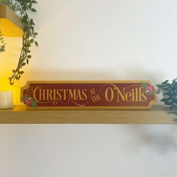 Personalised Red & Gold Christmas Train Sign
