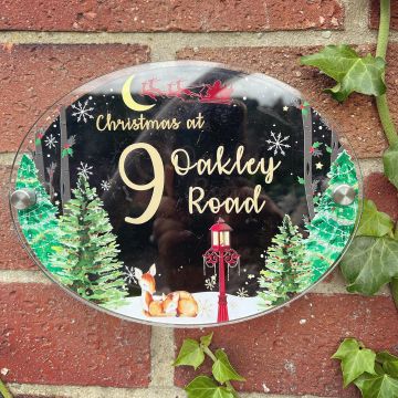 Personalised Red Deer Christmas House Plaque