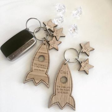 Image of Personalised Rocket Key Ring with Star Charms