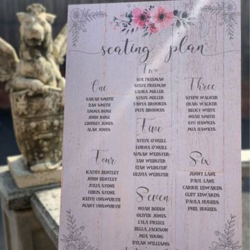 Personalised Ornate Floral Table Plan Wedding Sign