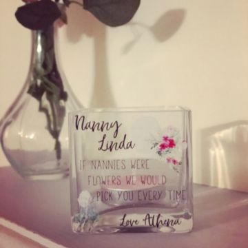Personalised Floral GLASS Tealight Holder