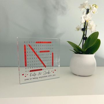 Personalised Valentine's Wordsearch Acrylic Block 