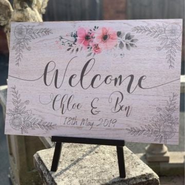 Personalised Welcome Ornate Floral Wedding Sign 