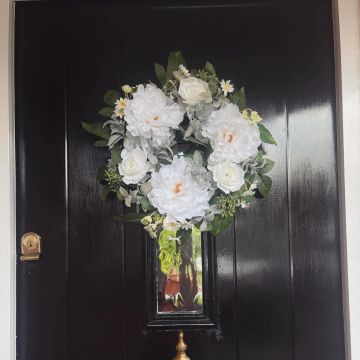 50cm White Peony & Rose Wreath