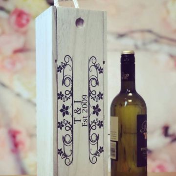 Image of Personalised Floral Wooden Wine Box