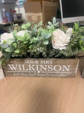 Personalised Faux Rose & Foliage Wooden Box - Couple
