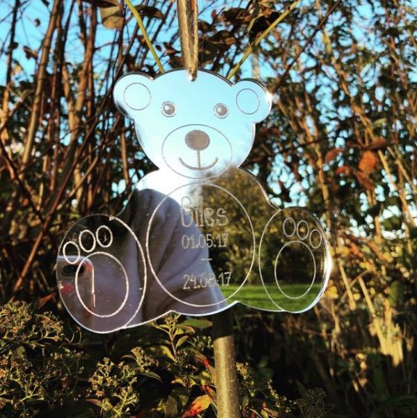 Image of Mirrored Personalised Teddy Bear Hanging Ornament