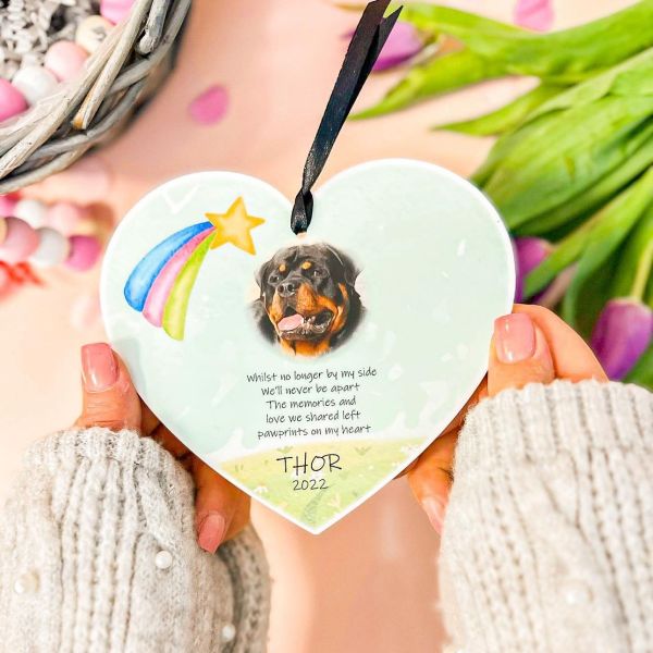 Personalised Pet Remembrance Hanging Heart with Photo