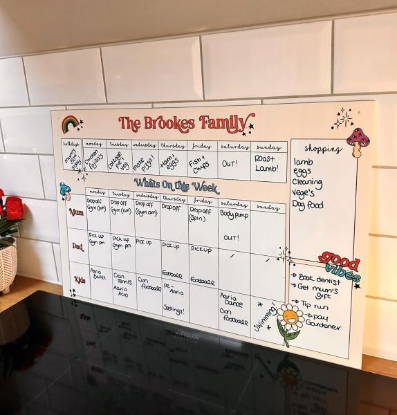 Personalised Retro Colour Family Hanging Planner 