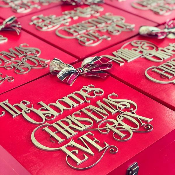 Personalised Red and Gold Deluxe Christmas Eve Box