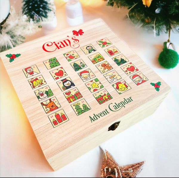 Personalised Wooden Christmas Advent Box - Characters