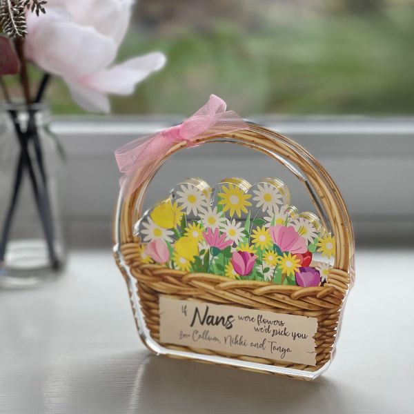 Personalised Flower Basket Clear Acrylic Ornament