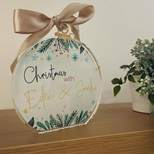 Personalised 'Christmas at the...' White  Freestanding Bauble