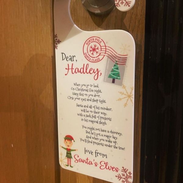Personalised Christmas Eve Door Hanger