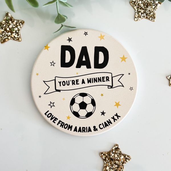 Personalised Ceramic Football Dad Coaster